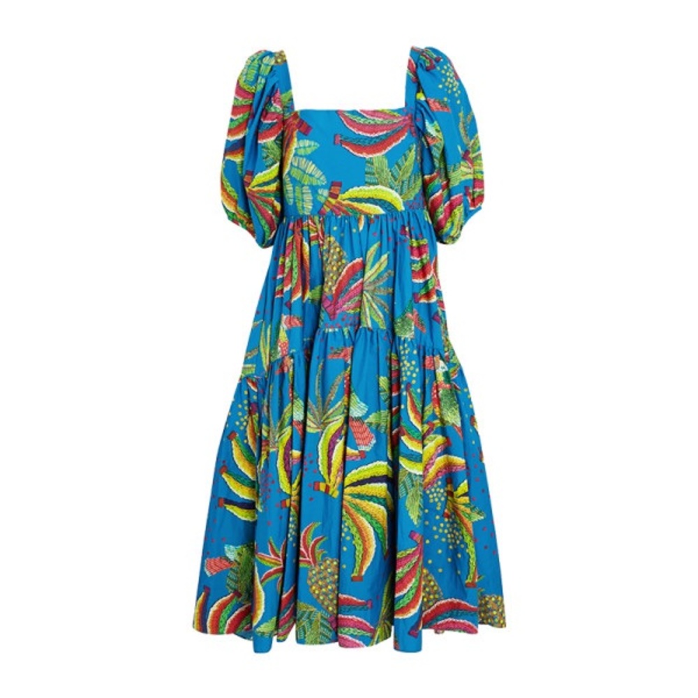FARM RIO BLUE BANANAS MIDI DRESS